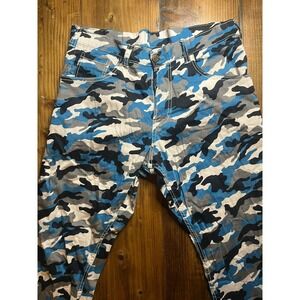 Levi Strauss Co Blue Camo Print Jeans Mens Size 33x36 Straight Leg Cotton Blend